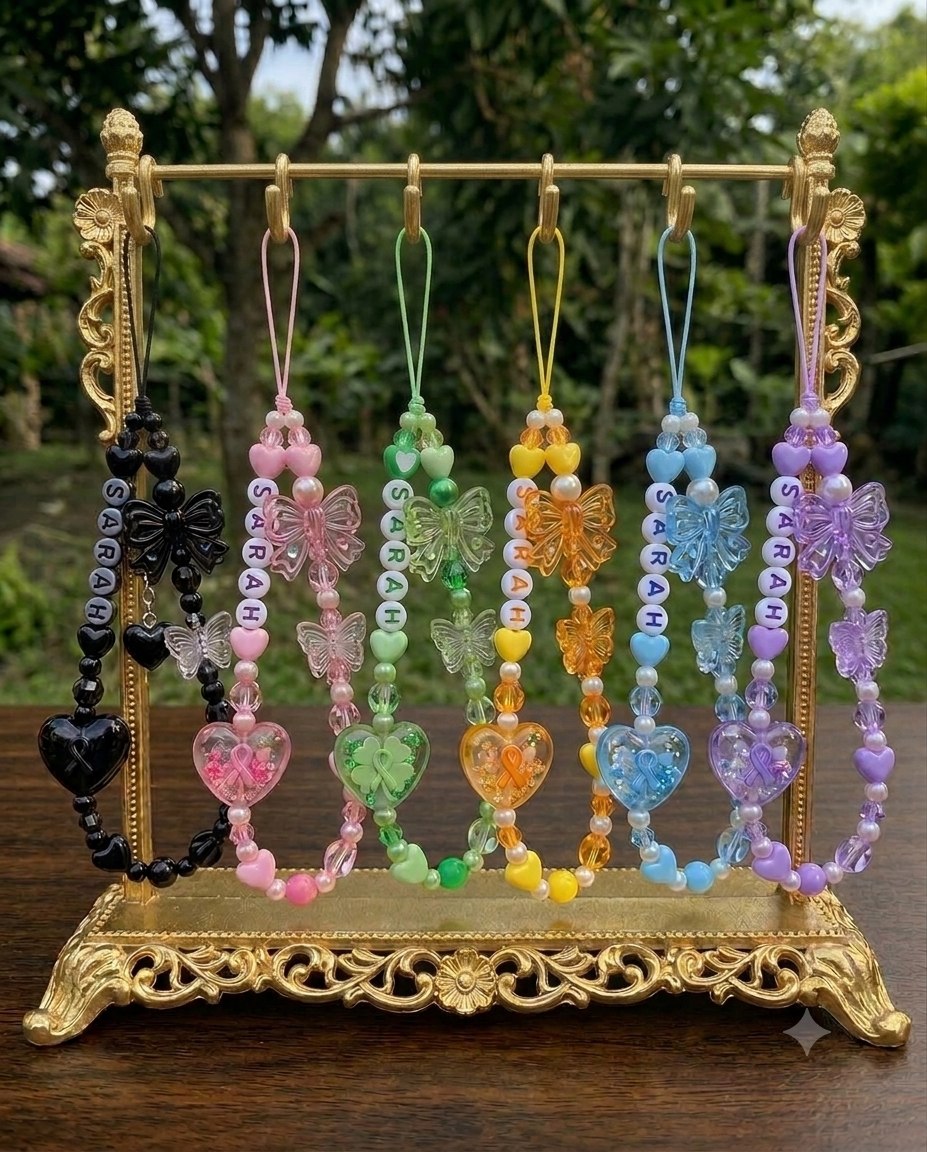 Personalized Butterfly Beaded Phone Strap